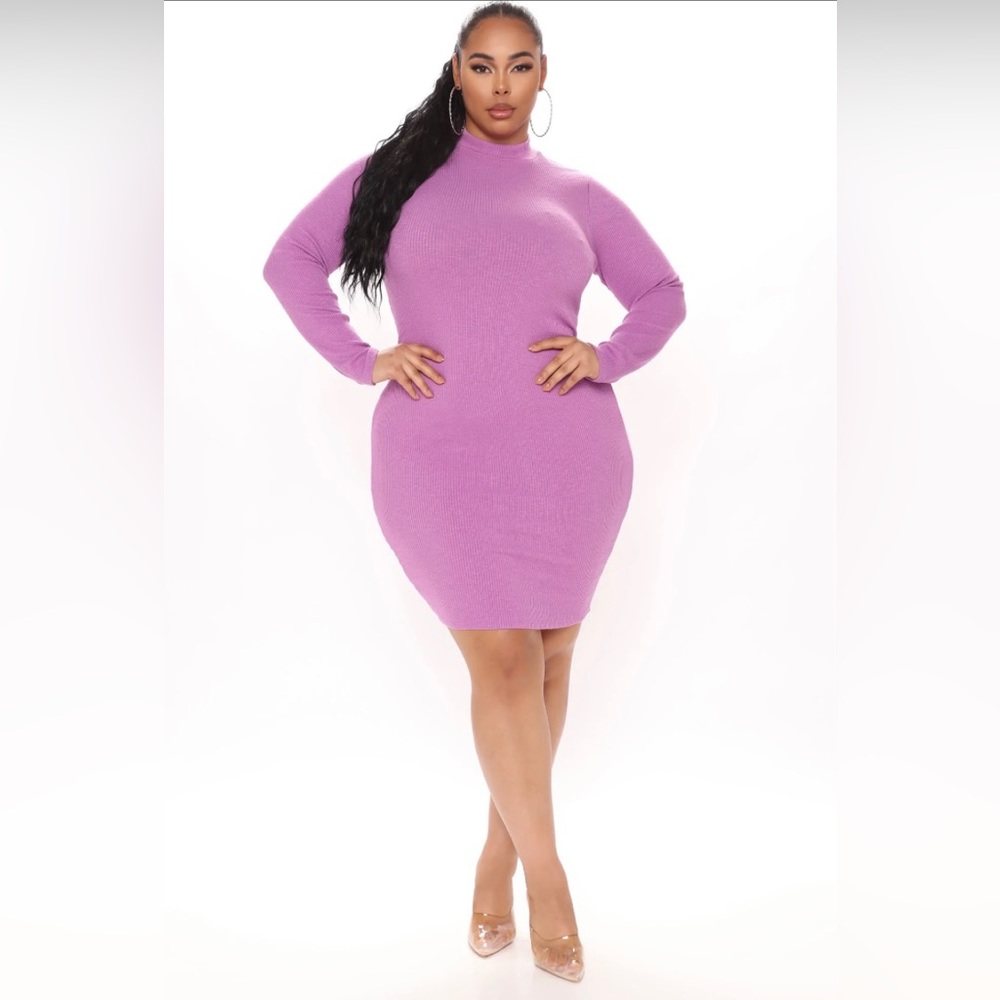 #Fashion Nova
Linsey Sweater Midi Dress - Lilac
Size: 1X
New w/ Tag